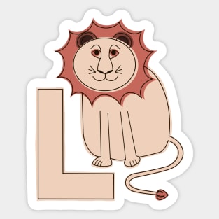 L is for Lion - Pink L Initial Sticker